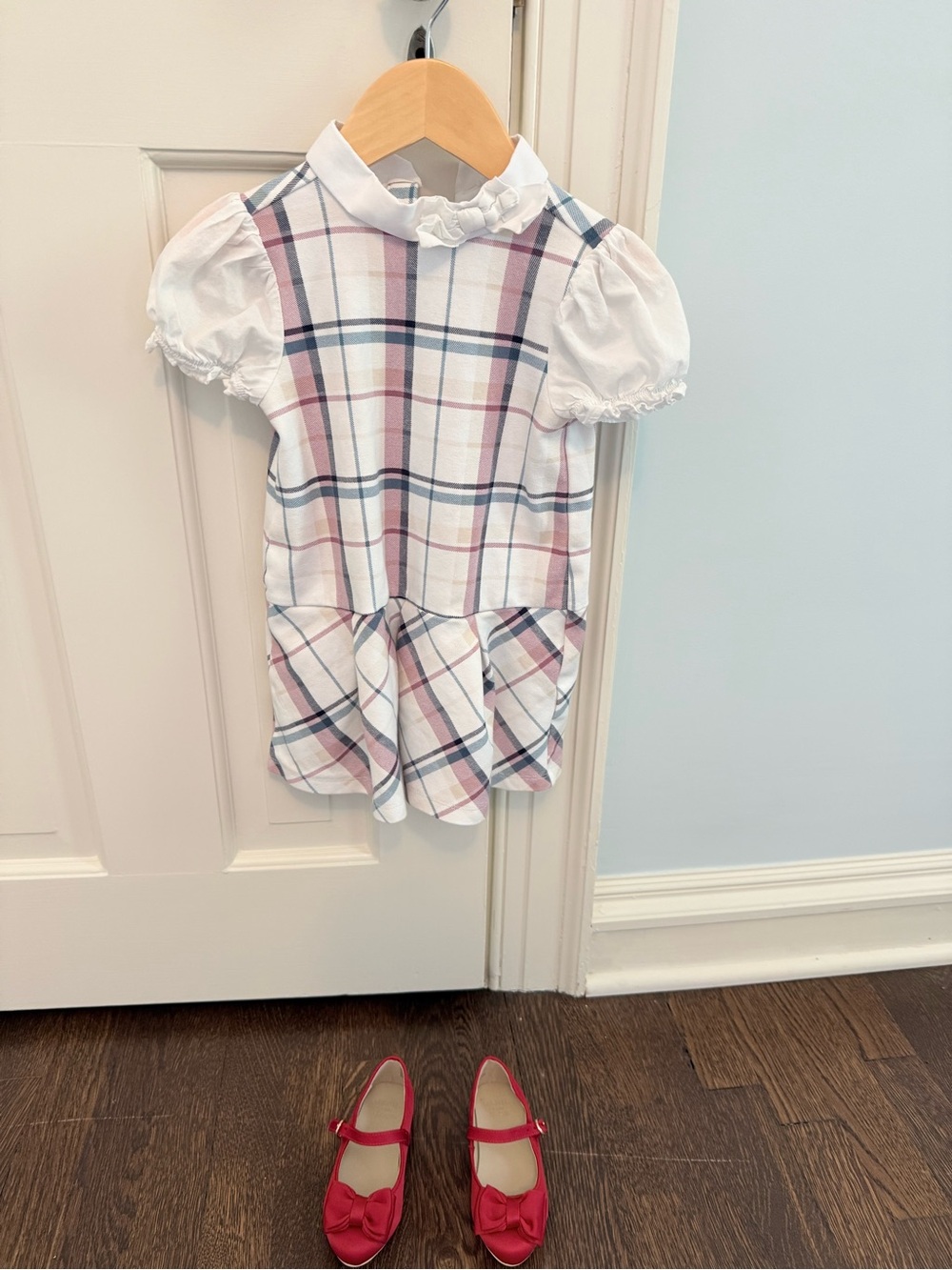 Janie and Jack Plaid Dress with Puff Sleeves 3T